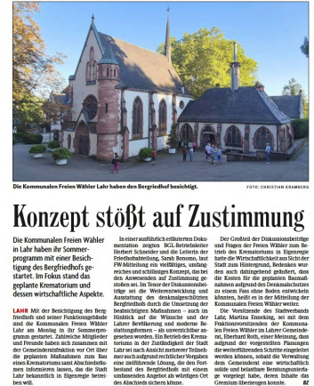 Sommerprogramm Bergfriedhof Lahr Kommunale Freie Waehler 2025 